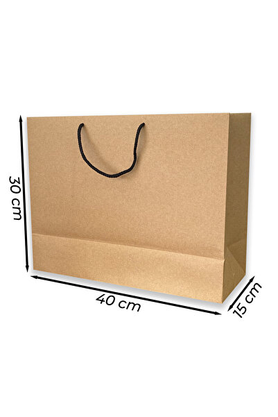 ABB Matbaa 2 Adet Kraft Karton İpli Çanta Kağıt Poşet (40x30x15) - İp Rengi S...
