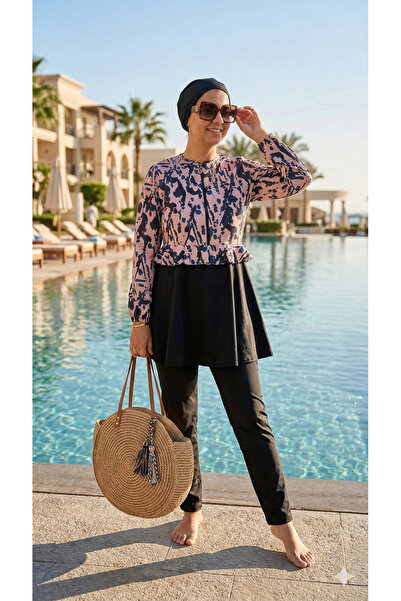 dilberfashion Bone Gifted Ela Model Hijab Swimsuit Set