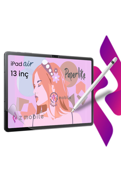 ZMOBILE iPad Air 13" M2 2024 6. Nesil Uyumlu Paperlike Nano Kırılmaz Ekran Ko...