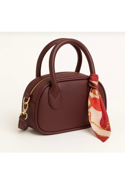 MELİORA Bordo Mini El ve Omuz Çanta (Şal detaylı)