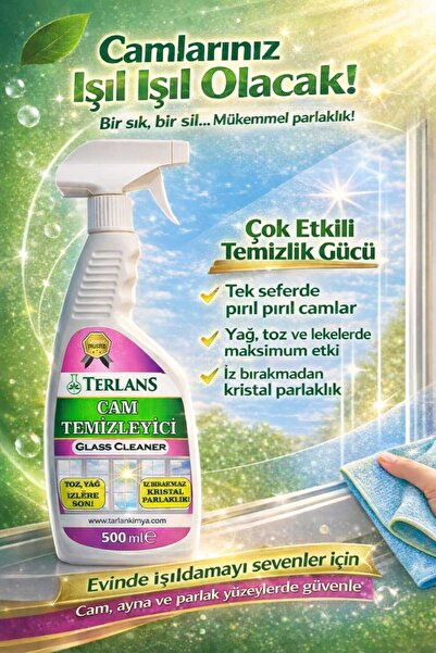 Terlans Cam Yüzey Temizleyici Glass Cleaner 500 Ml Kristal Parlaklık