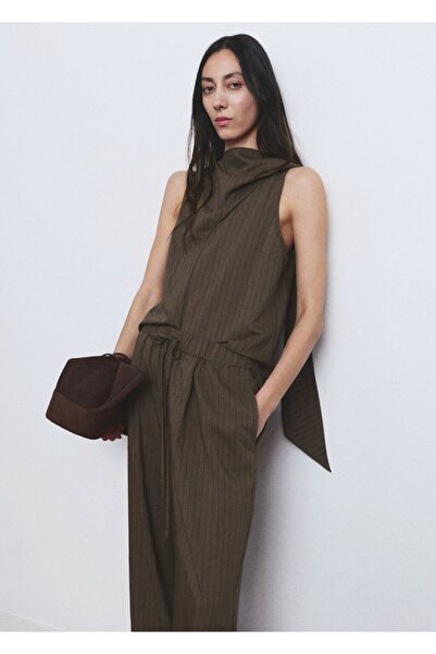 MANGO Woman Striped scarf top