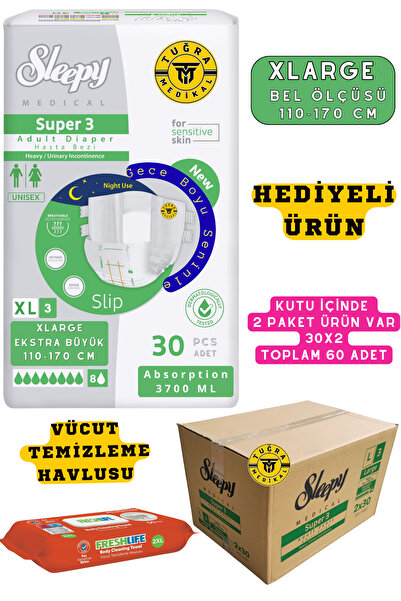 WibteX Belbantlı Yetişkin Hasta Bezi Unısex Süper 3 Gece Bezi | XLARGE (XL) 6...