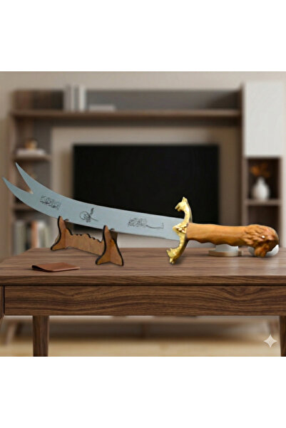 MERTCAN KNİFE 90 cm Dekoratif Zülfikar Figürlü Masa Üstü Obje - Kaideli kılıç...
