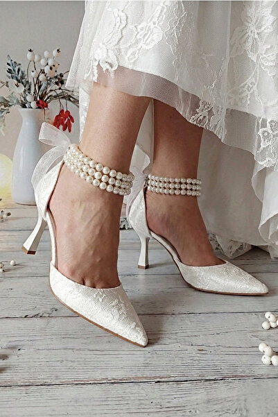 Modavien Γυναικεία νυφικά παπούτσια με πέρλες 7 cm (ΠΛΗΡΗΣ ΚΑΛΙΠΤΟ)