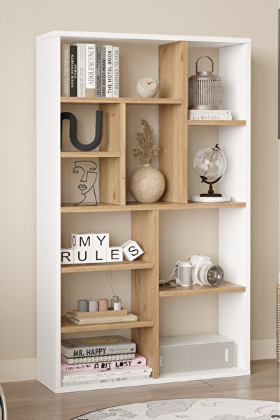 Yurudesign Traft Kitaplık 124cm Sepet-Beyaz TF1-SW