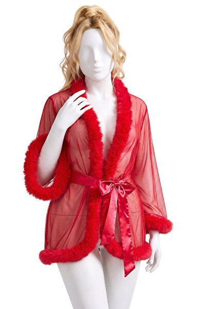 Lingerie and Fashion Style روب لانجري قصير شيفون أحمر