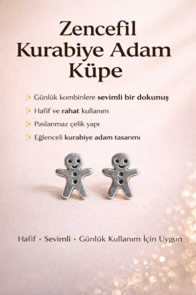PAWNEST Gingerbread Man Stainless Steel Earrings – Durable Minimal Chic Design
