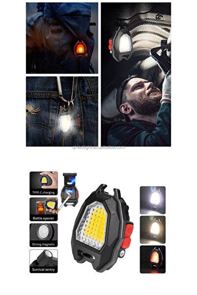 Zoli Şarjlı Çok Fonksiyonlu COB Mini Led Fener 800 Lümen Kamp El Feneri Anaht...