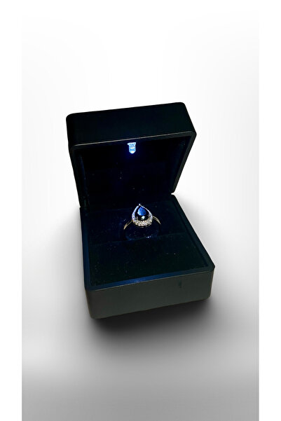 NO NAME Özel Işıklı Led Kutulu Siyah Damla Taşlı Ayarlanabilir Yüzük