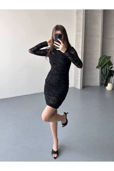 DAME Rochie mini căptușită cu imprimeu flocat drapat pentru femei