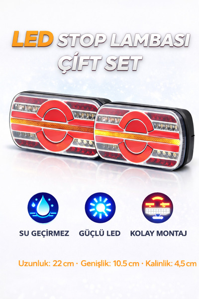 GUMUSONLINE 2 ADET ARLAS KAYAR SİNYALLİ NEON LEDLİ STOP LAMBA 12/24 VOLT Uyumlu