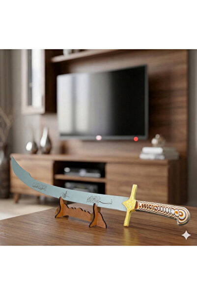 MERTCAN KNİFE Yalmanlı kılıç Tasarımlı Ahşap Stantlı Dekoratif Masaüstü Obje ...