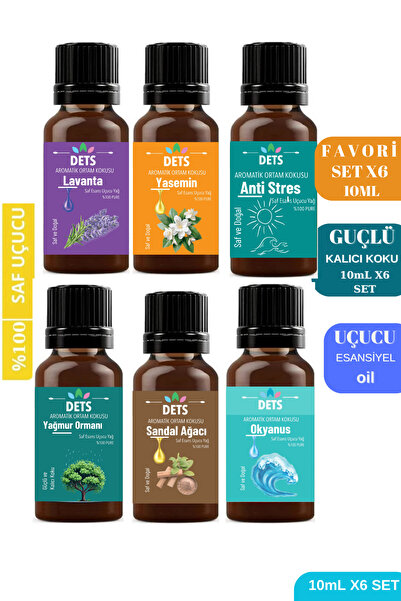 Dets 6'lı Uçucu Yağ Seti Buhurdanlık Difüzör Oda Ve Hava Nemlendirici Uçucu Y...