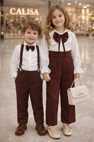 CALİSA Djevojački set za Eid sa sestrom, bluza sa mašnom i pantalone, moderni...