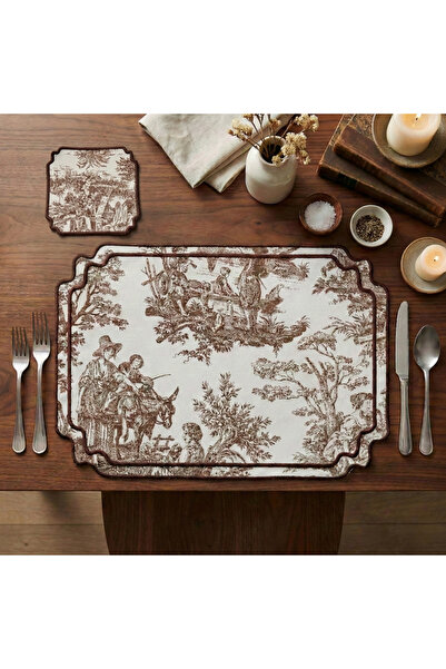 Solterra Design 2 Kişilik Barok, Nakışlı Fransız Köylü 4 Parça Servis Takımı ...