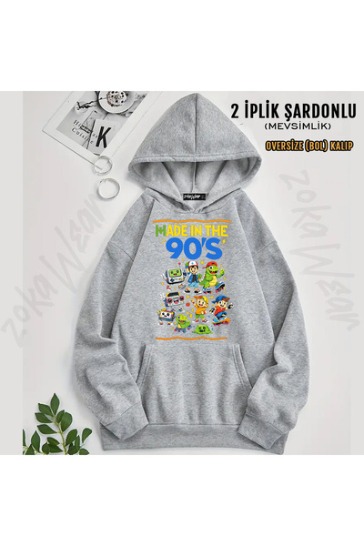 ZOKAWEAR سترة رياضية كبيرة الحجم مطبوعة بتصميم توي ستوري 90 (2 إناء)