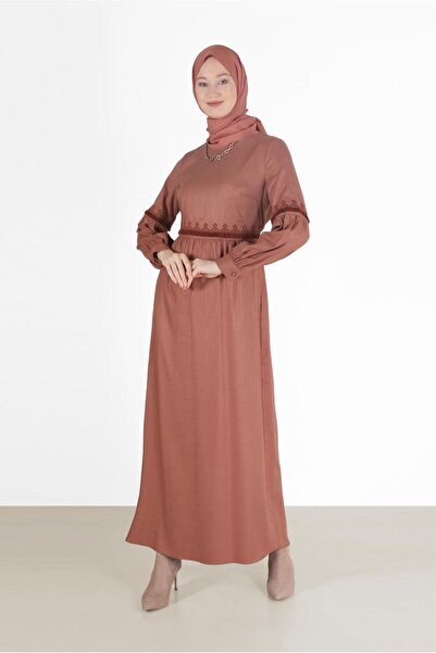 Alvina EMBROIDERY DETAIL DRESS WITH WAIST AND SLEEVES 42333