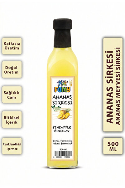 %100 Doğal Fermante Ananas Sirkesi 500 ml - Katkısız Geleneksel Cam Şişe