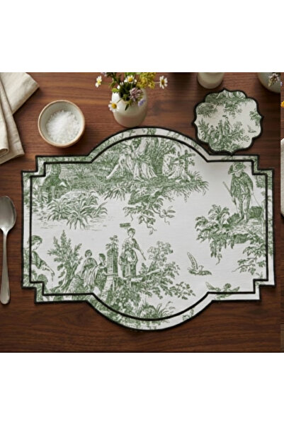 Solterra Design 2 Kişilik Madalyon,Nakışlı Fransız Köylü 4 Parça Servis Takım...