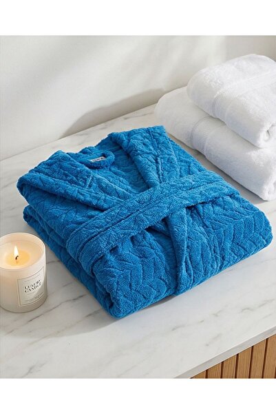 LUXURY روب حمام فاخر للجنسين بتصميم متعرج من الألياف الدقيقة - فائق النعومة، ...