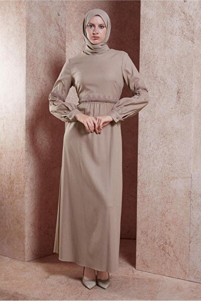 Alvina BELİ VE KOLLARI NAKIŞ DETAYLI ELBİSE 42333