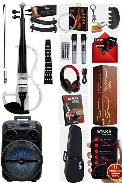 Midex RCZ-606WH-PAK Elektro Keman ve Şarjlı Hoparlör Anfi Mikrofon Seti