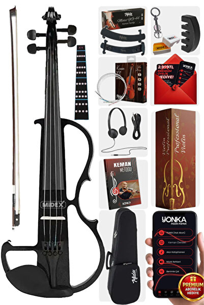Midex Rcz-606b Elektro Keman Seti Siyah (kulaklık Kablo Metod Yastık )