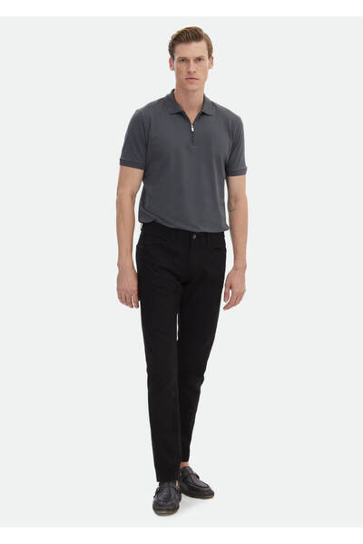 Ramsey Casual Black Cotton Blend - Παντελόνι με κανονική εφαρμογή