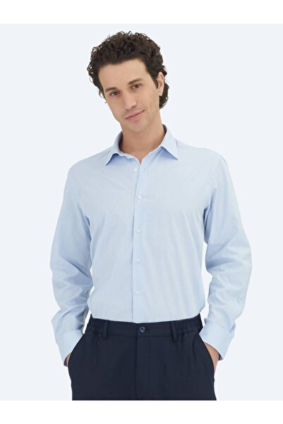 Kip Dark Blue Regular Fit Woven Classic Cotton Blend Shirt