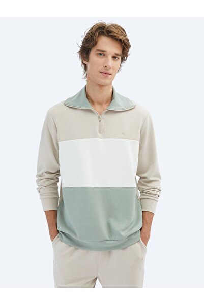 Kip Bej Dik Yaka Sweatshırt