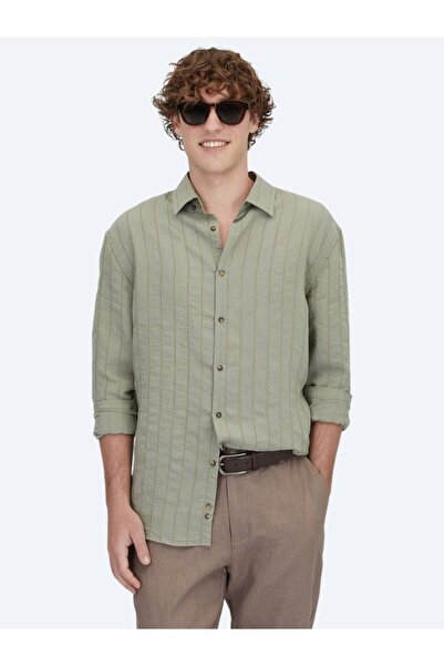 Kip Kaki Oversize kroj Fit Tkano ležerna košulja