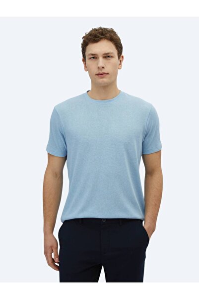 Kip Синя, обикновена тениска с кръгло деколте