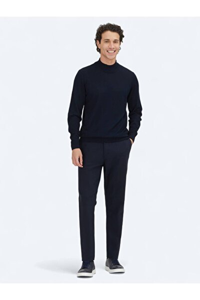 Kip Pantaloni casual din amestec de bumbac, albastru marin