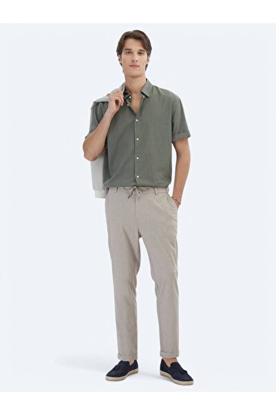 Kip Kaki Ravno tkanje Jogging Fit Ležerne Mešavina pamuka Hlače