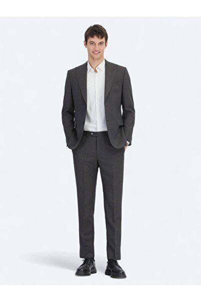 Kip Antrasit Modern Fit Yün Karışımlı Takım Elbise