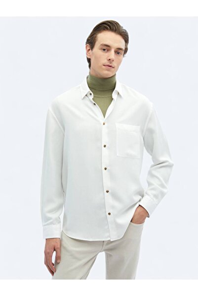 Kip Λευκό ριμπ υπερμεγέθη υφαντό πουκάμισο casual