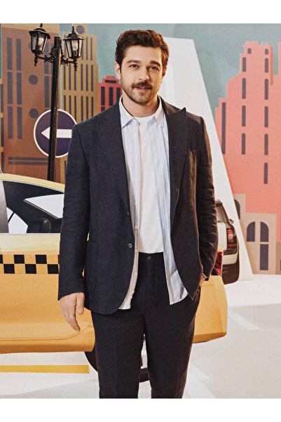 Kip Costum din in 100% cu croiala modernă, albastru bleumarin