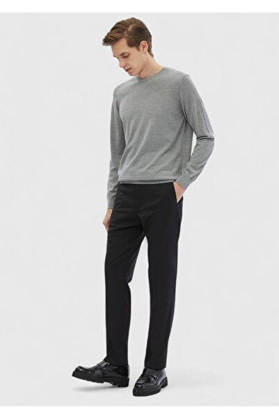 Ramsey Black Modern Fit Classic 100% Wool Trousers