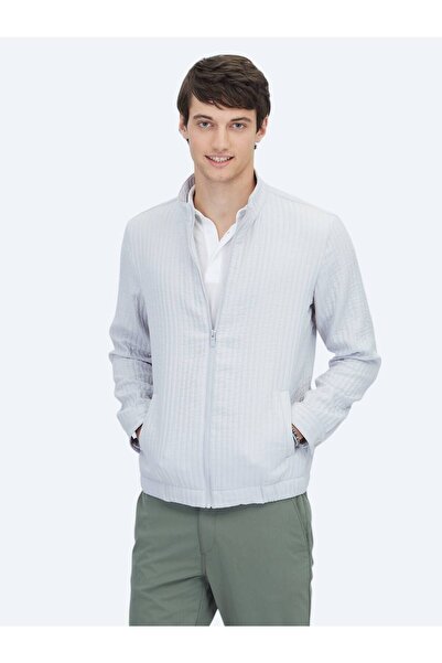 Kip Gray Stand Collar Casual Woven Coat