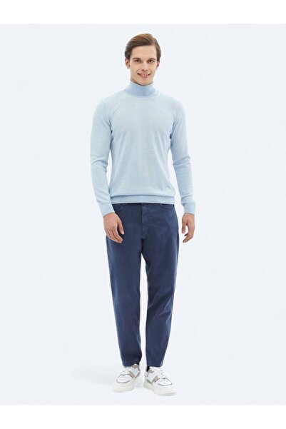 Kip İndigo Dokuma Carrot Fit Casual Pamuk Karışımlı Pantolon