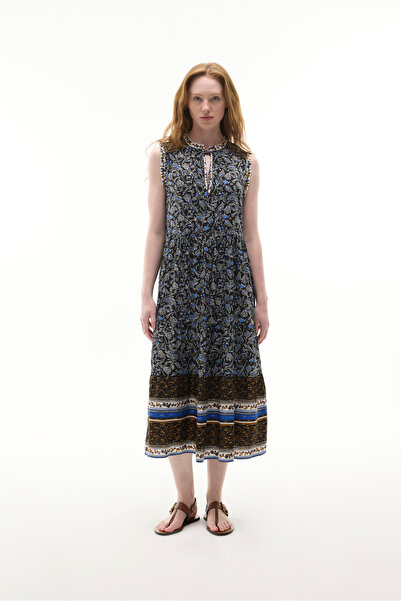 Mudo Ethnic Printed Sleeveless Long Dress