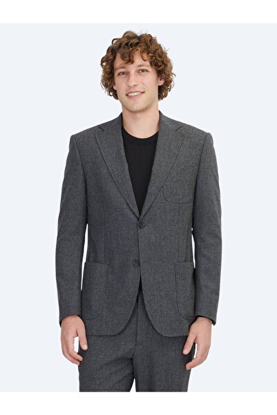 Kip Anthracite Straight Comfort Fit Wool Blend Suit