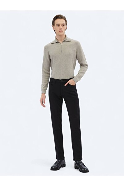 Kip Crne Tkano Slim fit ležerne Mešavina pamuka pantalone