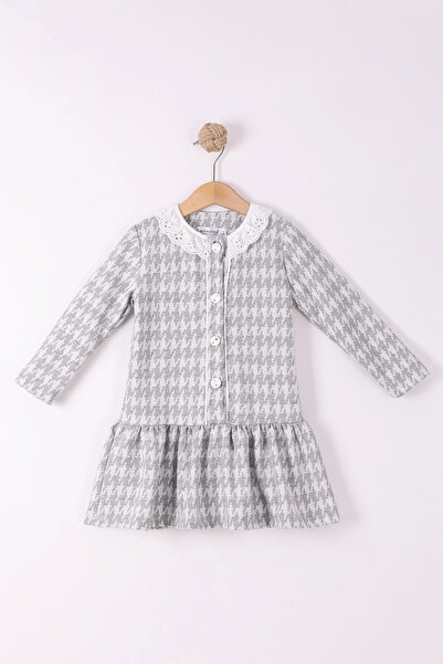 minoles 2-5 yaş Düğmeli Kız Çocuk Ekose Pamuklu Jakar Kumaş Uzun Kollu Kışlık...