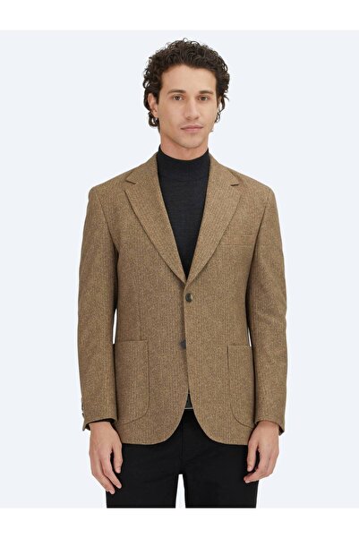 Kip Jachetă maro cu imprimeu Modern Fit din material subțire