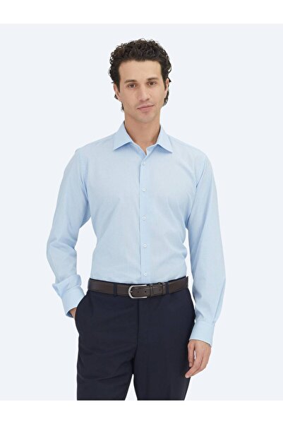 Kip Light Blue Regular Fit Woven Classic Cotton Blended Shirt