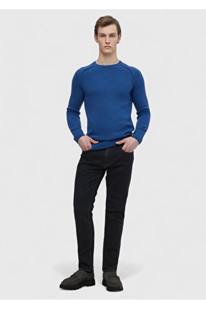 Ramsey Pantaloni negri, drepti, slim fit, din denim, amestecat de bumbac