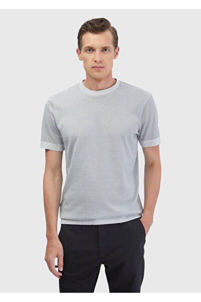 Ramsey Light Gray Plain Crew Neck 100% Cotton T-Shirt
