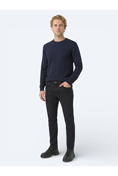 Kip Pantaloni negri slim din denim din amestec de bumbac